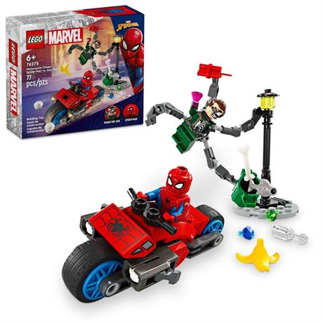 LEGO Marvel Motorcycle Chase: Spider-Man vs. Doc Ock, Buildable Toy for Kids