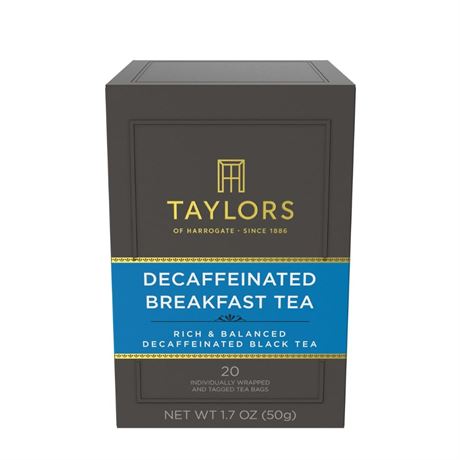 Taylors of Harrogate Decaffeinated Breakfast, Black Tea, Individually Wrapped