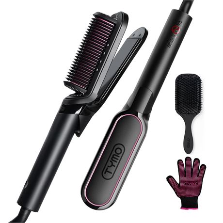 TYMO Flat Iron Hair Straightener Brush 2 in 1, 200M Ions Hair Straighteners for