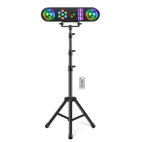 DJ Lights with Stand, 5 in 1 Party Bar Light Set with Rotating Ball, Strobe,