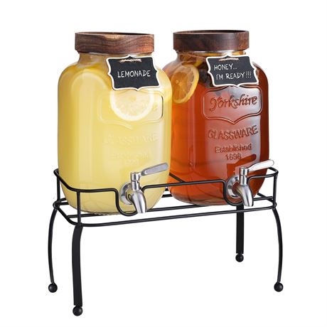 mustry Glass Drink Dispenser for Parties, 1 Gallon Beverage Dispenser with