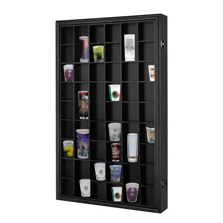 Shot Glass Display Case, 46 Shot Glass Holder Display Case for Wall, Shot Glass