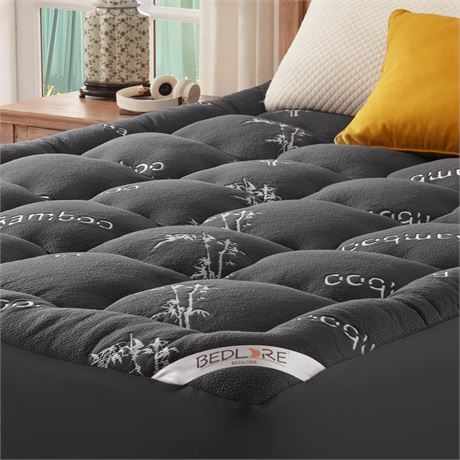 BEDLORE Full Size Mattress Topper Viscose Derived from Bamboo, Thick Pillow Top