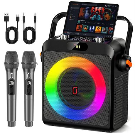 Karaoke Machine with 2 Wireless Microphones for Adults, Bluetooth 5.3 Speaker