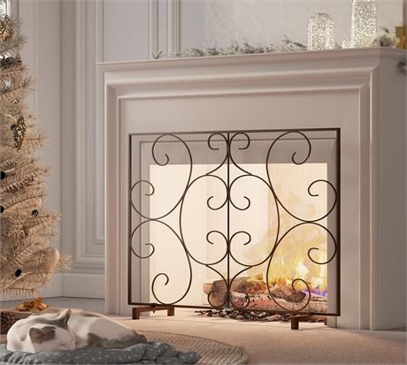 Kingson Single Panel Decorative Flat Fireplace Screen Cover Handcrafted Durable