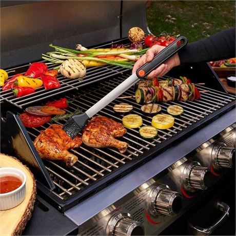 Mr. BAR-B-Q Basting Brush, Silicone Bristle, Plastic Handle, Ergonomic Handle,
