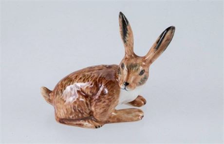 WitnyStore Tiny 2¼" Brown Looking Right Hare Figurine - Miniature Hand Made