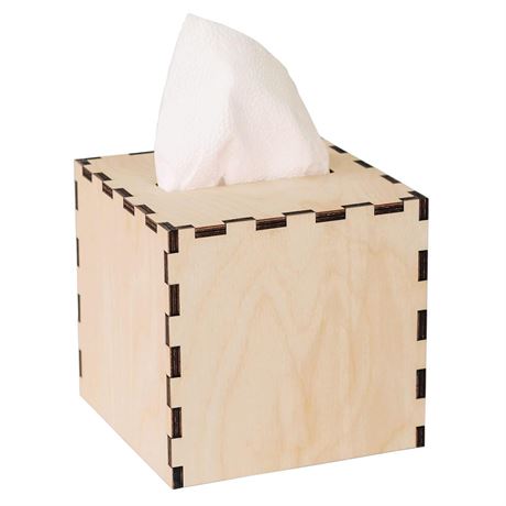 Tissue Box Cover Square 100% Made in USA - Wooden Tissue Box Holder Square