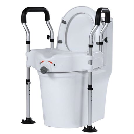Raised Toilet Seat with Widened Handles, Elevated Toilet Seat Riser for Elderly
