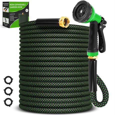Garden Hose 50ft, Non-Expanding Flexible Hose with 10 Function Nozzle,