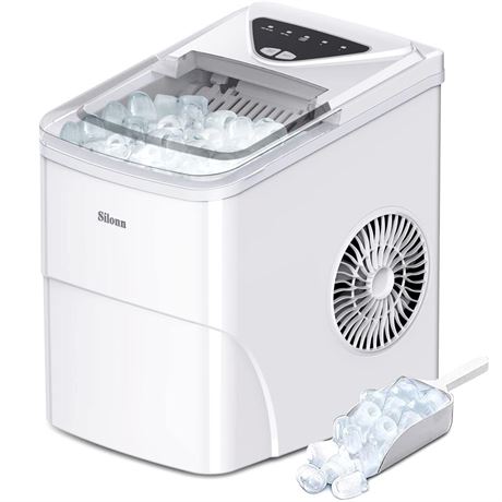 Silonn Ice Makers Countertop, 9 Bullet Ice Cubes Ready in 6 Minutes, 26lbs in