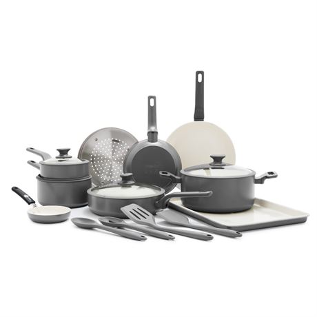 GreenPan Essence 17-Piece Ceramic Nonstick Cookware – Toxin-Free, Dishwasher &