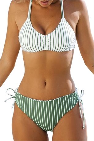 OFFSITE CUPSHE Women's 2 Piece Bikini Set Back Braided Straps with Reversible