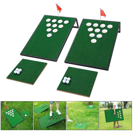 Golf Cornhole Game Set Combined Pong Game, Chipping Yard Game Boards with