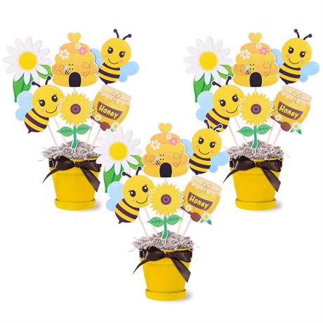 18 Pieces Bumble Bee Party Centerpieces for Honey Bee Baby Shower Decorations