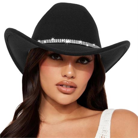 Classic Felt-Western-Cowboy-Cowgirl-Hats for Women-Men Fedora-Jazz-Hat with