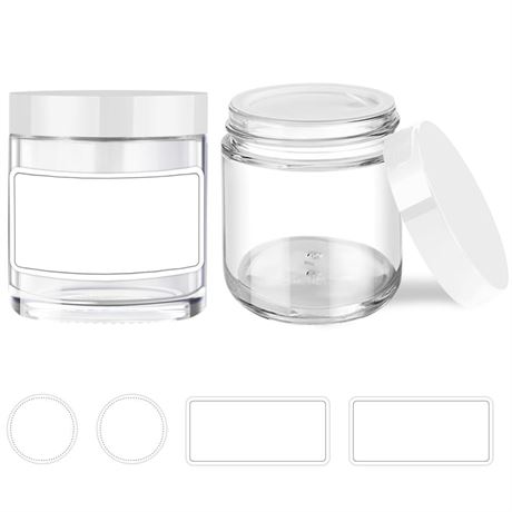 Small Glass Containers with Lids, Tecohouse 4 oz Glass Jars with White Lids &