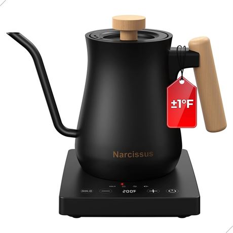 Narcissus P901 Gooseneck Electric Kettle with ±1℉ Temperature Control Function,