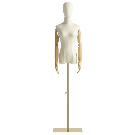 Female Mannequin Dress Form Torso, Display Mannequin Body with Detachable Head,