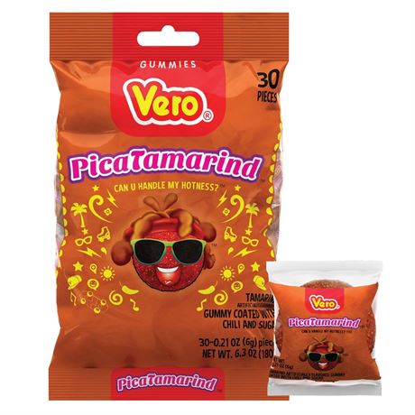 Dulces Vero Vero Pica Tamarind Flavored Gummy Chili & Sugar, 6.3 oz Bag/2 bags