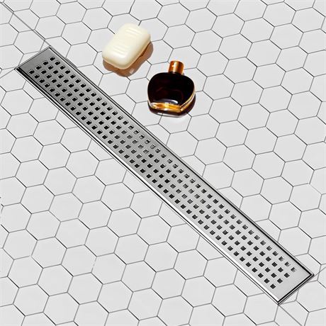 SaniteModar Linear Shower Drain, Linear Drain 32 inch with Removable Square