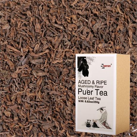SANRAN Puerh Tea Loose Leaf, Aged Fermented Yunnan Black Puer Tea Bulk, 8.82