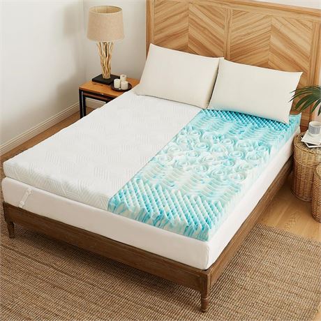 WOOATH 3 inch Memory Foam Mattress Topper King - 7-ZoneÂ Bed Topper with Air