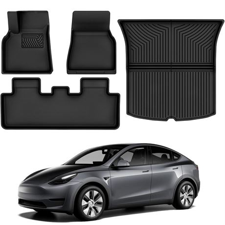 OEDRO Floor Mats for Tesla Model Y 2024-2020, XPE Custom Fit All Weather Model