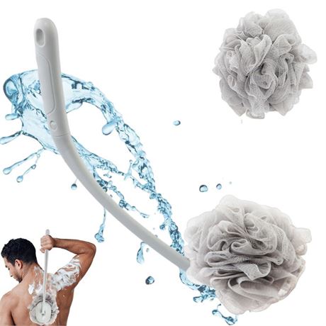 Loofah with Handle Back Scrubber - Loofah on a Stick Shower Back Brush, 18"