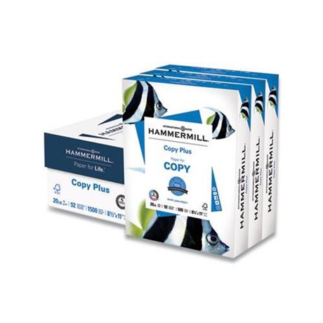 Copy Plus Print Paper, 92 Bright, 20 Lb, 8.5 X 11, White, 500 Sheets/ream, 3