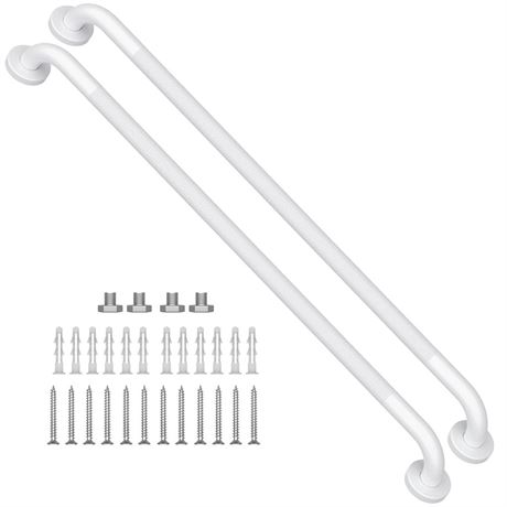 2 Pack 36 Inch Oil Rubbed White Shower Grab Bars w/Anti-Slip knurled Grip,