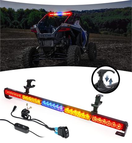 30'' UTV LED Chase Light Bar w/ 1.75''-2'' Roll Cage Mount Bracket Rear Chase