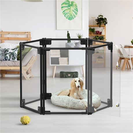 Foldable Clear Dog Play Pen Modern Dog Playpen for Puppy Pets Clear Transparent