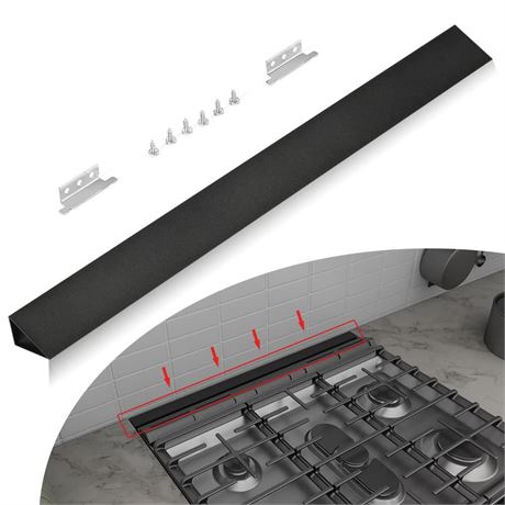 Slide-in Range Rear Filler Kit Black, Universal Triangular Fill Strip, Top Trim