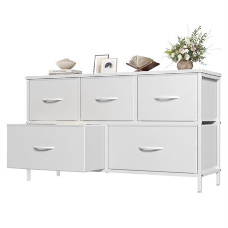 OLIXIS Dresser for Bedroom with 5 Drawers, Wide Chest of Drawers, Fabric