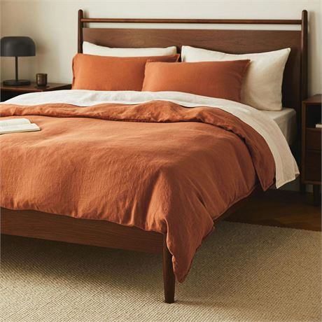 Luxe Duvet Cover - Full/Queen -Striped In Dreamsicle