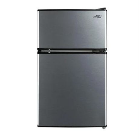 Arctic King 3.2 Cu Ft Two Door Mini Fridge with Freezer  Stainless Steel