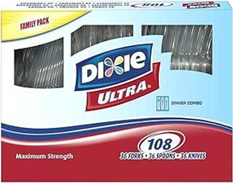 168 Dixie Count Cutlery White.56 Knives 56 Forks 56 Spoons Heavy-Weight
Count