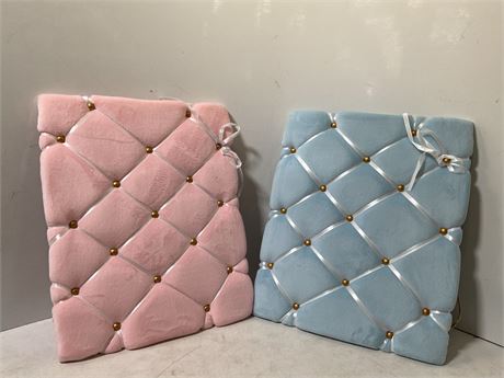 pack of 2 one pink and one blue cushion photo board
