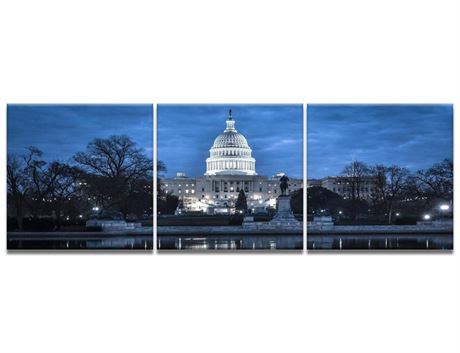 Washington DC Capitol Building at Night Wall Art Posters Canvas Painting Blue