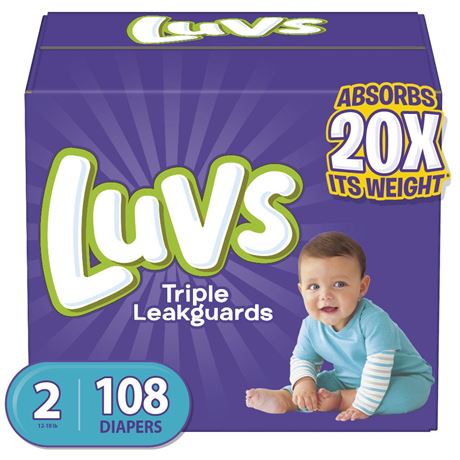 Luvs Pro Level Leak Protection Diapers Big Pack - Size 2 - 108ct