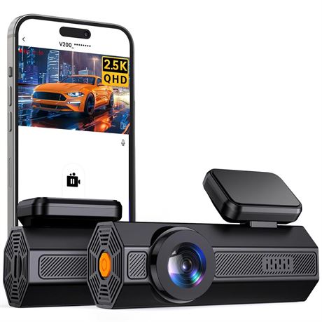 Dash Cam Front 2.5K: VEEMENT Mini Dash Cam for Cars, 1440P Car Camera with APP,