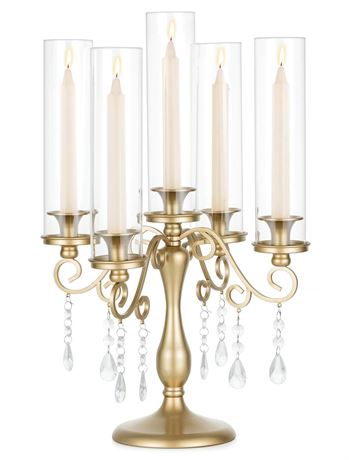 Sziqiqi Gold Candelabra Candle Holder: 5 Arm Vintage Candelabras Wedding