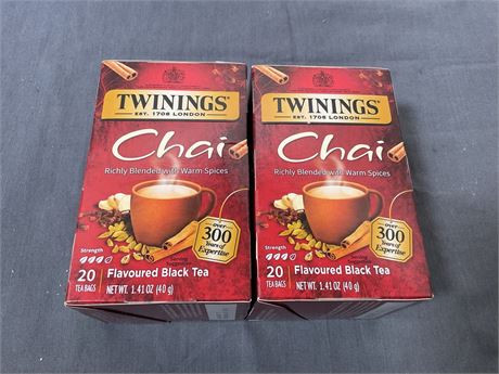 Twinings Chai Spiced Black Tea Bags, 20 Count Box/2 boxes
