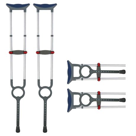 Lightweight Underarm Crutches with Height Adjustment up to 300 LBS, Aluminum