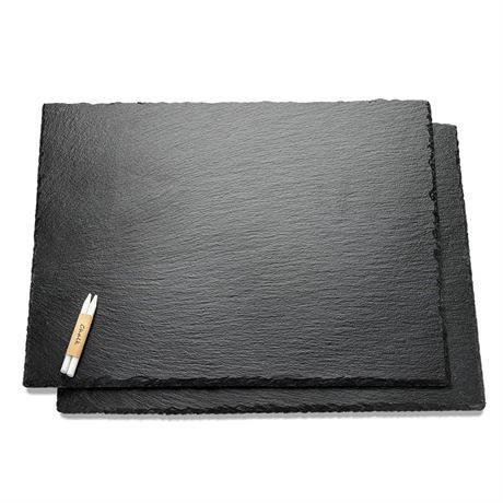 WLWNWFT 2 Pcs 16x12in Large Slate Cheese Boards Slate Board, Cheese Tray