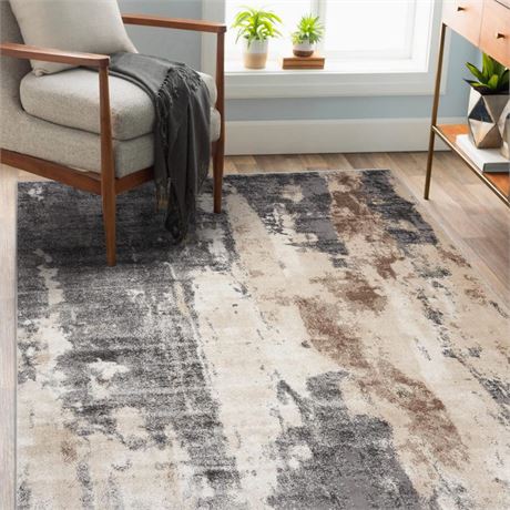 OFFSITE LUXE WEAVERS Euston Collection Gray-Gray 8x10 Modern Abstract Area Rug