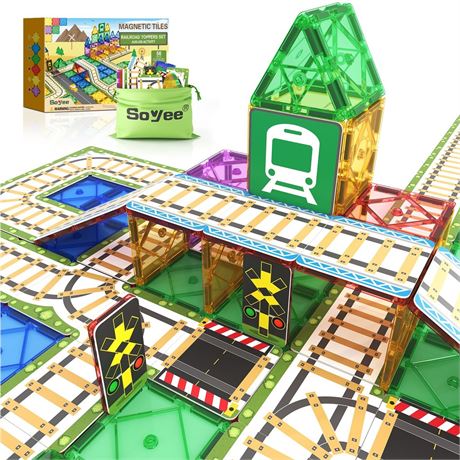 Magnetic Tiles Railroad Toppers Kids Toys Add-on Train Track Playset Playing