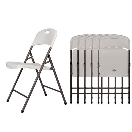 6-Piece Set of Folding Plastic Chairs, Steel Folding Dining Chairs, Portable