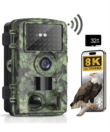 Trail Camera 8K 60MP Game Cameras with Advanced Night Vision Fast 0.05s Motion